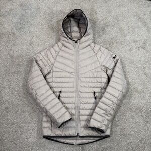Nike Lightweight Down Puffer Jacket Hooded Full Zip‎ XS Gray Packable Insulated